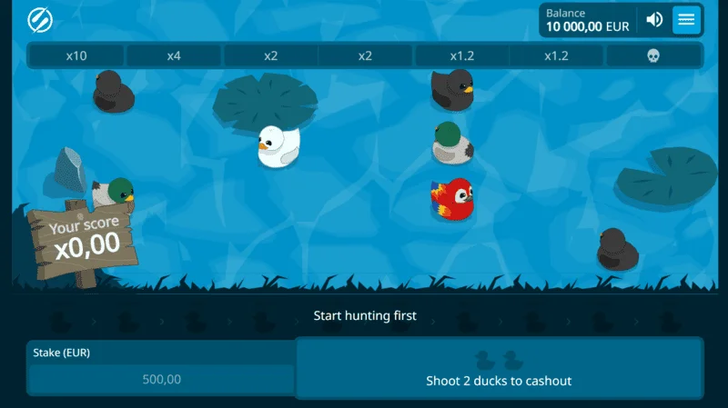 Exploding Ducks - екран за игра со патки на вода